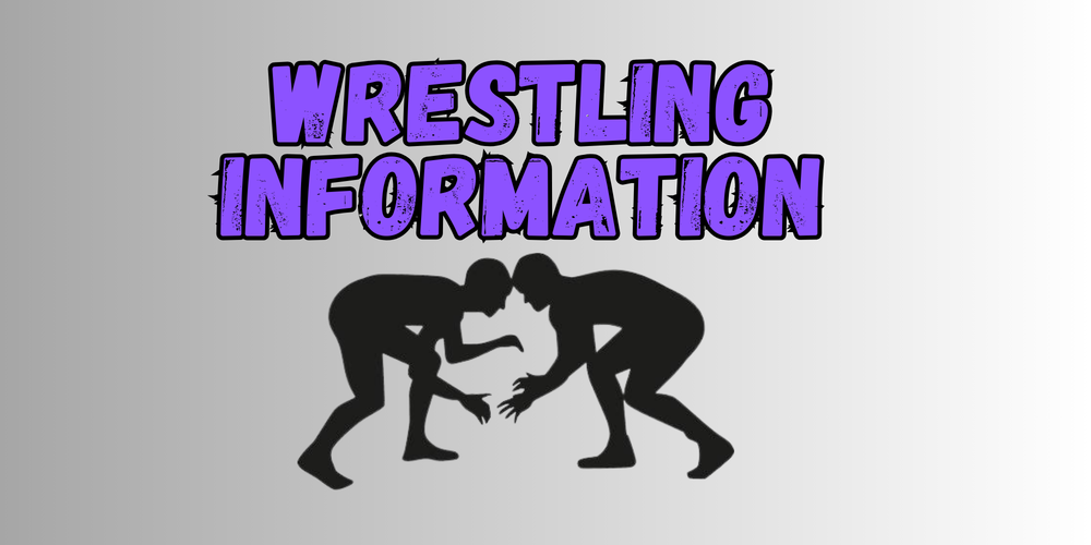 Wrestling information with two wrestlers posed to start