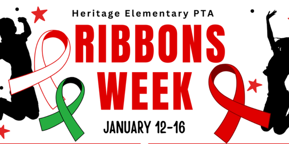 Heritage Elementary PTA Ribbons Week January 12-16 Poster