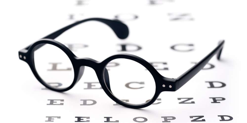 Eye chart and glasses