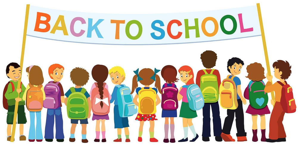 back to school banner with 13 kids