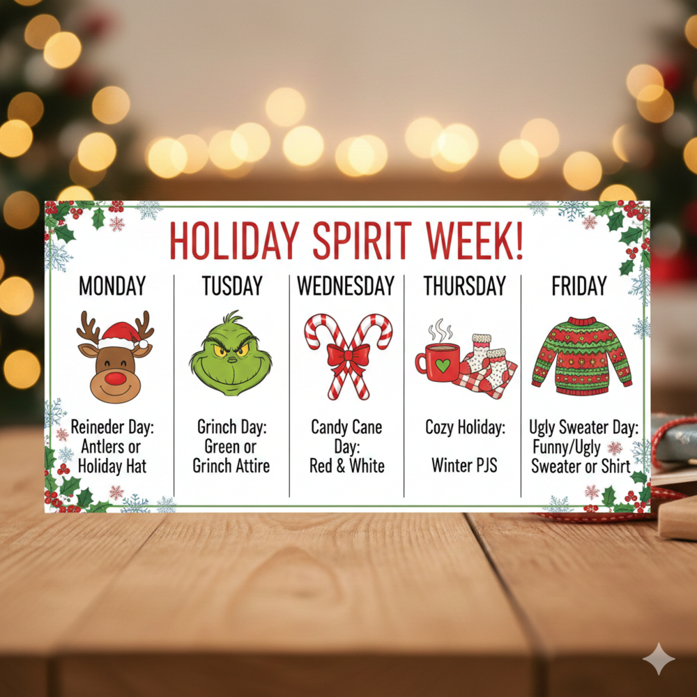 holiday spirit week. text in image appears in article