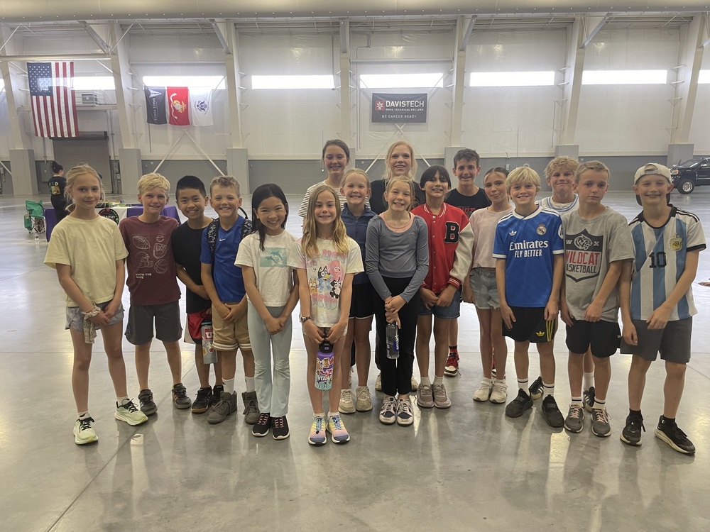 students in gym participating in the District Decathalon
