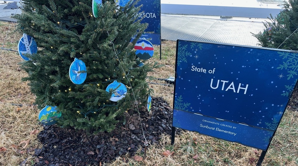 State of Utah Tree decorated by Sunburst Elementary Students