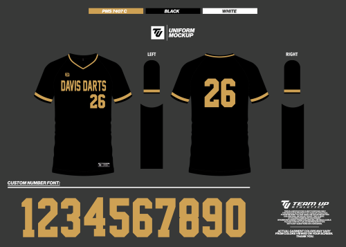 davis darts 26 1234567890 Team Up custom number font uniform mockup