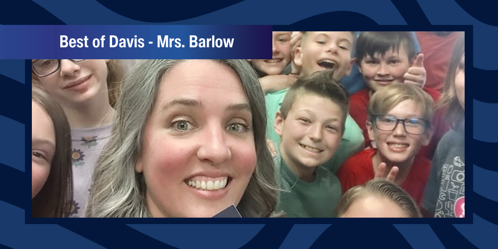 Mrs. Barlow poses with her class after she won Best of Davis.