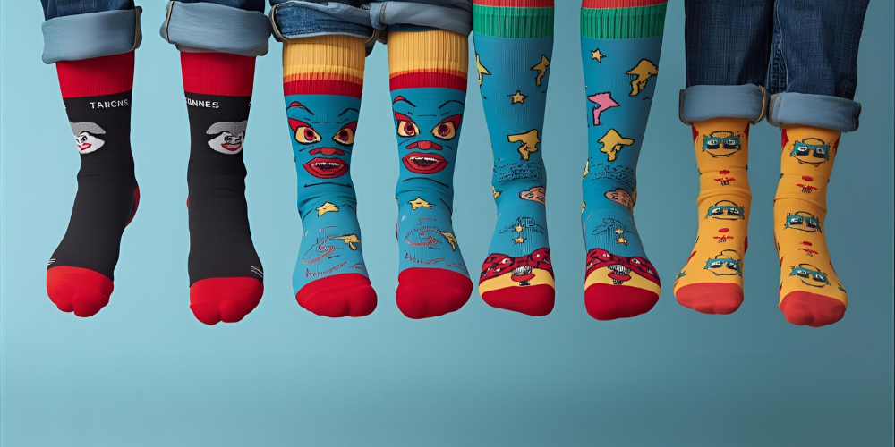 Legs with colorful socks