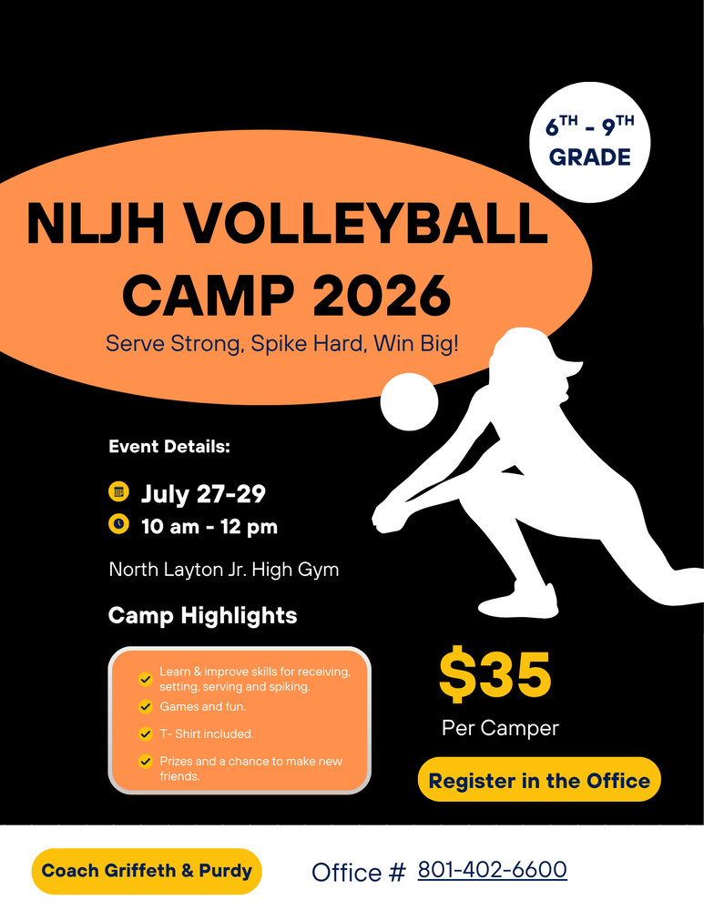 NLJH Volleyball Camp 2026 flyer