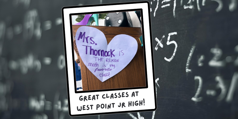 Cut out paper heart that says "Mrs. Thornock is the reason math is my favorite class.
