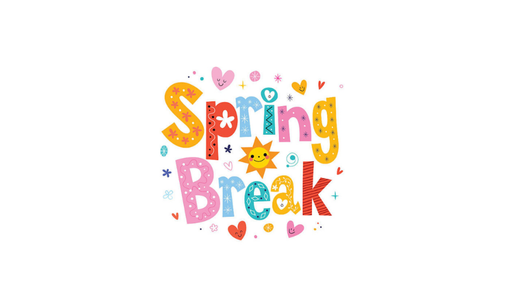 Spring Break image with hearts and flowers