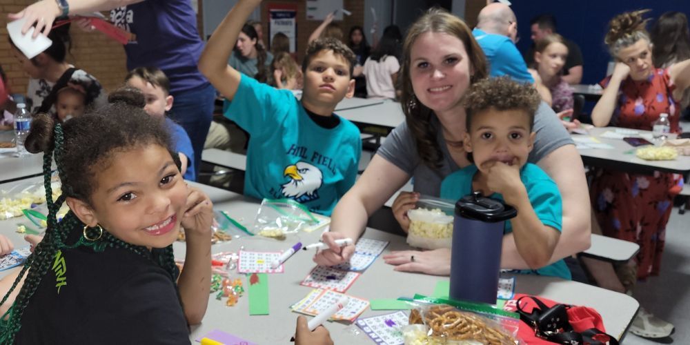 family at bingo night