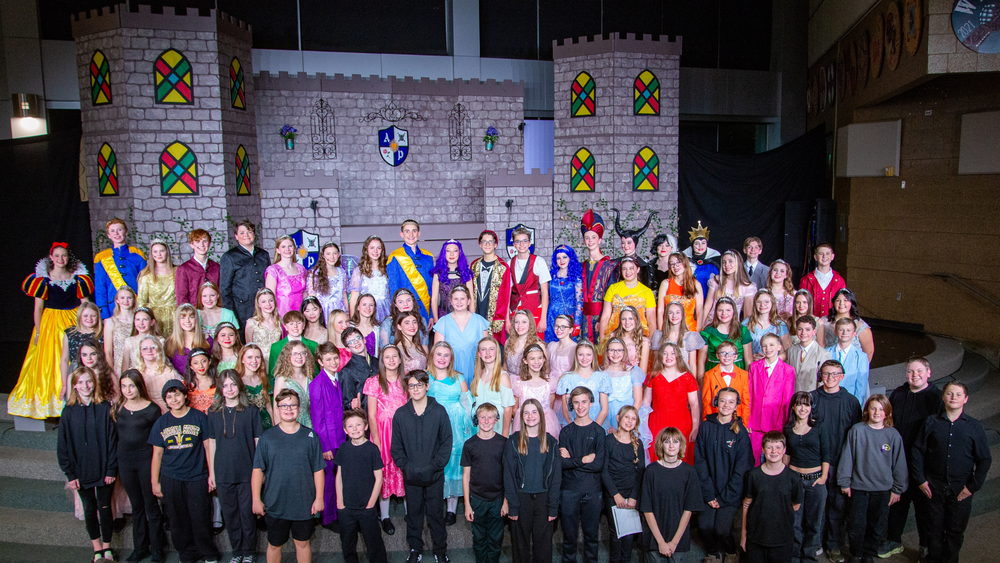 The cast and crew for Descendents the Musical at West Point Jr High