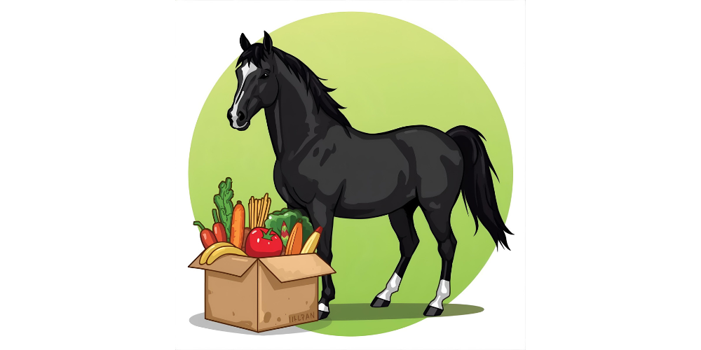 Mustang Horse with box of food