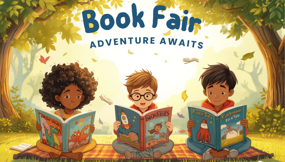 Kids outside on a blanket reading books