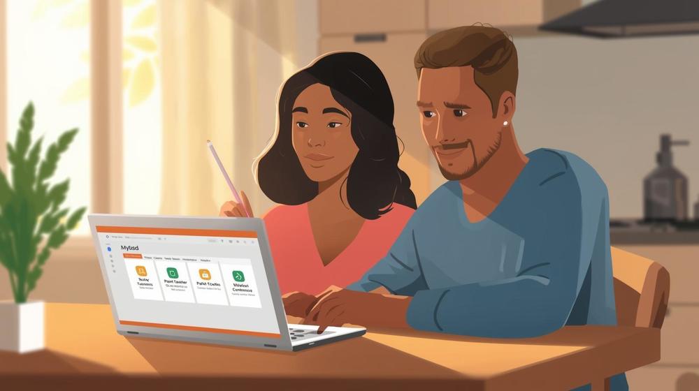 Image of parents signing up for Parent-Teacher Conferences online.