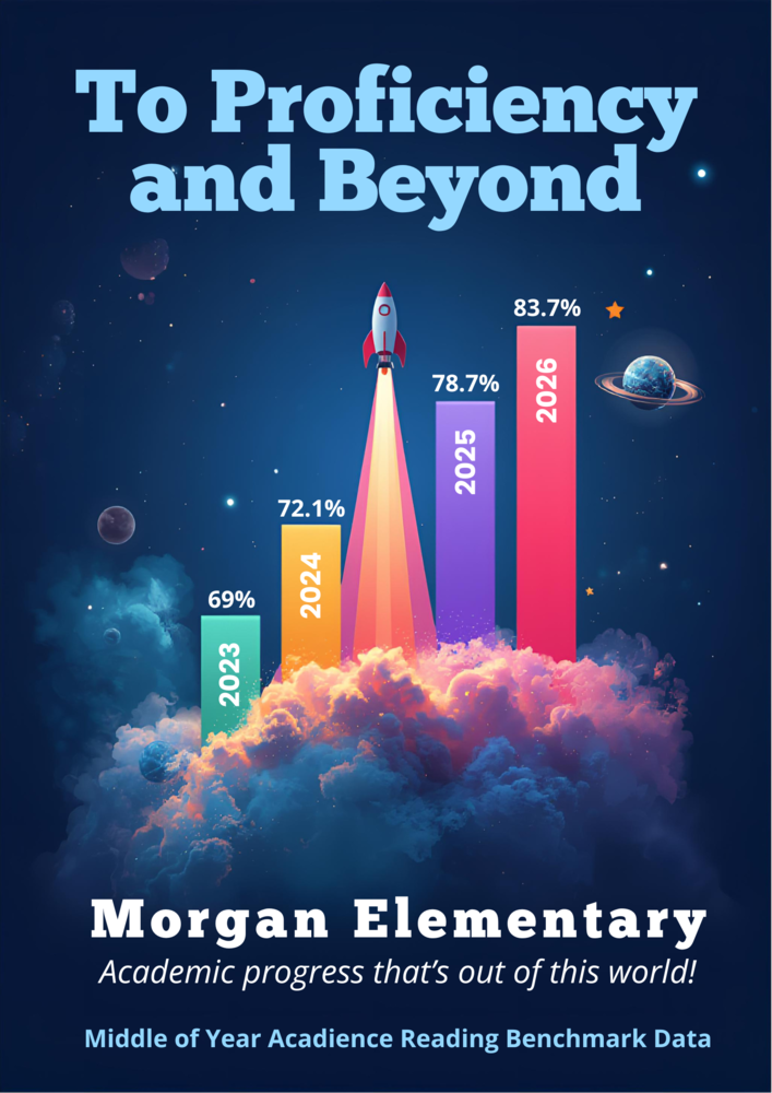 To Proficiency and Beyond.  Morgan Elementary Academic progress that's out of this world!  Middle of year Acadience Reading Benchmark Data