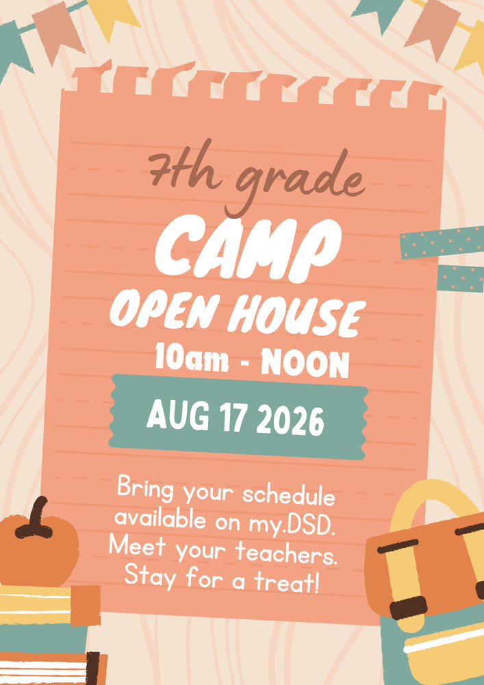 7th Grade Camp open house Aug 17 2026 10am to noon