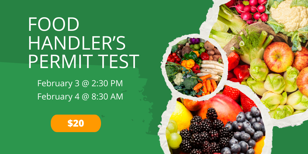 food handler's permit test february 3 at 2:30 PM february 4 at 8:30 AM $20