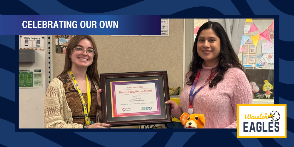 Teacher receiving Brain, Body, Boost Award