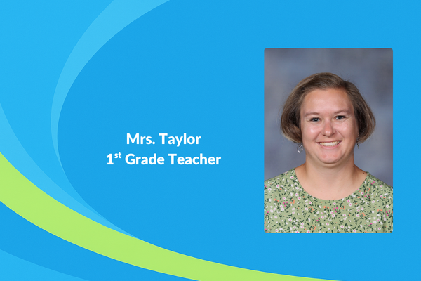 Mrs. Taylor 1st grade teacher photo of women with short blonde hair and floral shirt