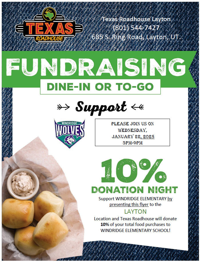 Texas Roadhouse Layton, 801-544-7427, 685 S Ring Road, Layton, UT Fundraising Dine-In or To-Go