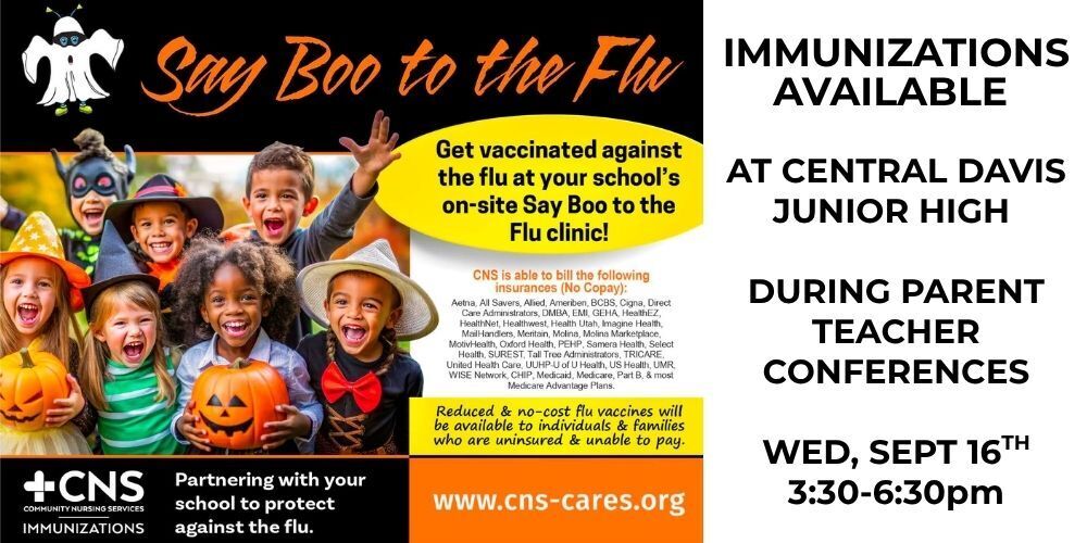 Say Boo to the Flu at Central Davis Wednesday Sept 16 3:30 to 6:30pm