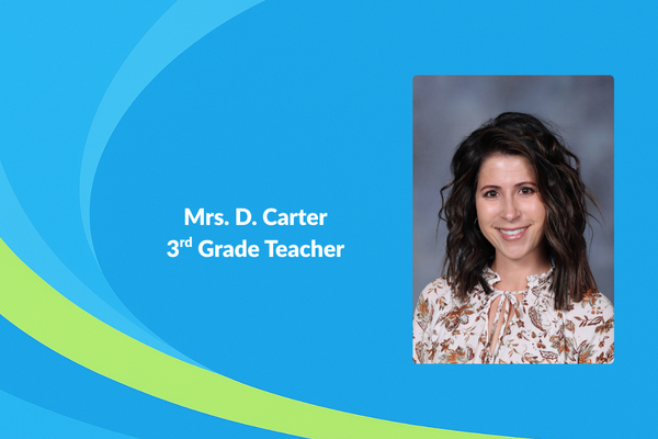 Mrs. D Carter 3rd grade teacher photo of women with brown hair and floral shirt