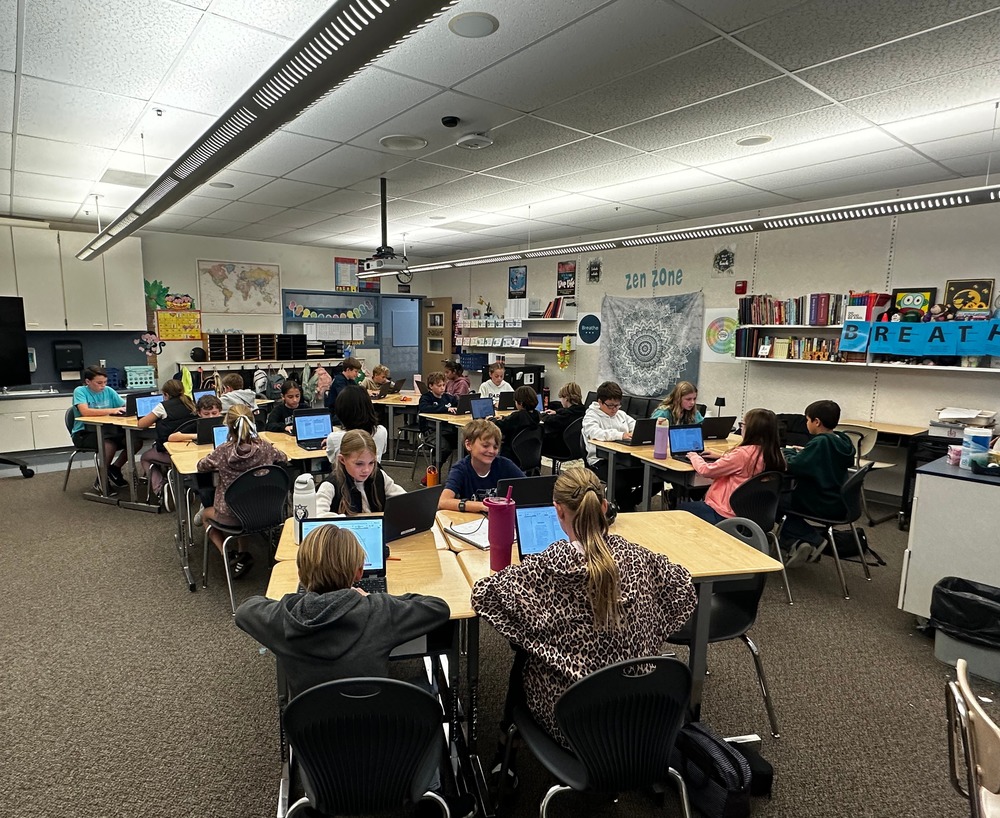 students working on classwork