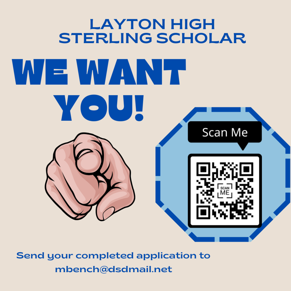 layton high sterling scholar we want you send your completed application to mbench@dsdmail.net