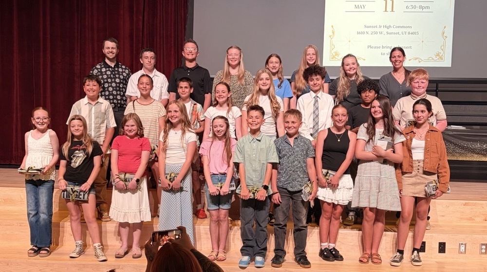 Sunset Junior High's student body officers and their advisors.