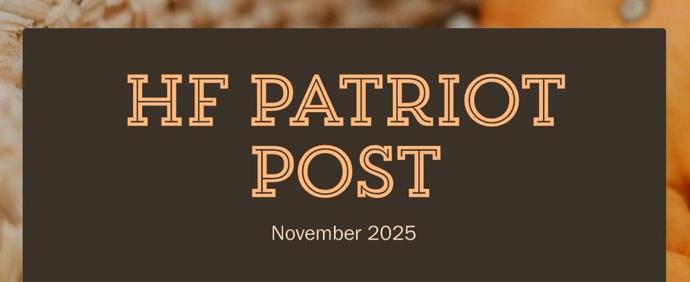 HF PATRIOT POST Banner November 2025 with gourds in a basket in the background.