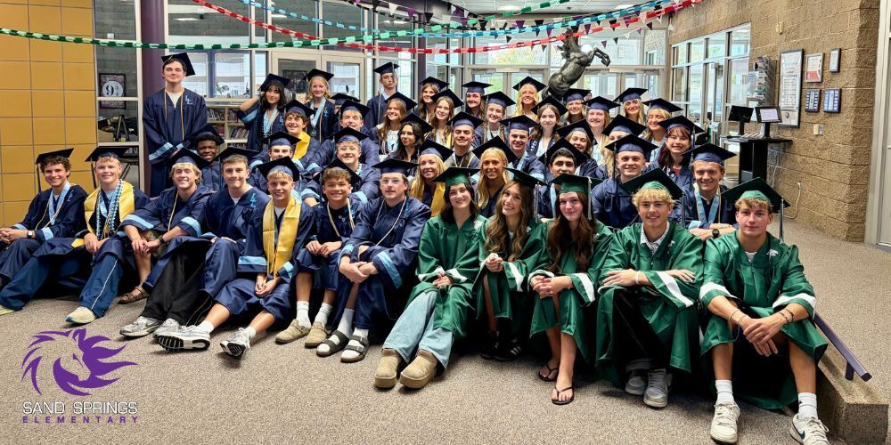 Seniors from Layton high school and Clearfield high school visit Sand Springs in caps and gowns