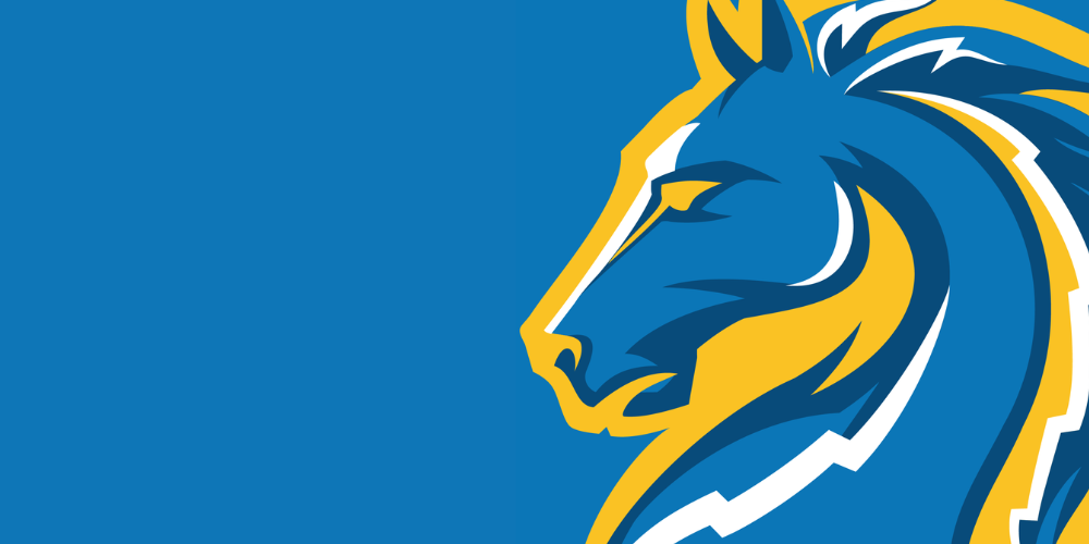 Mustang on blue background