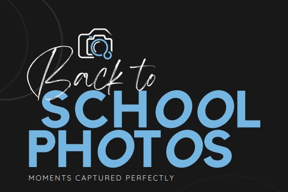 Back to school photos graphic with camera