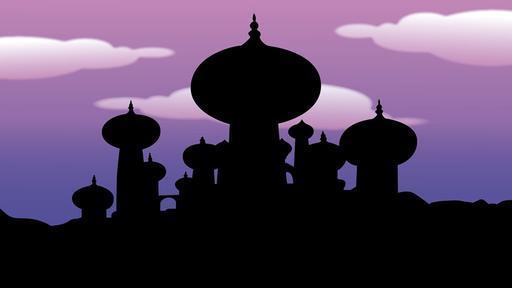Aladdin Castle Silhouette at dusk