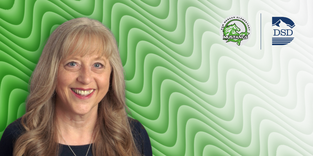 Assistant Principal with a green and white wavy background and the Morgan Elementary and DSD logos.