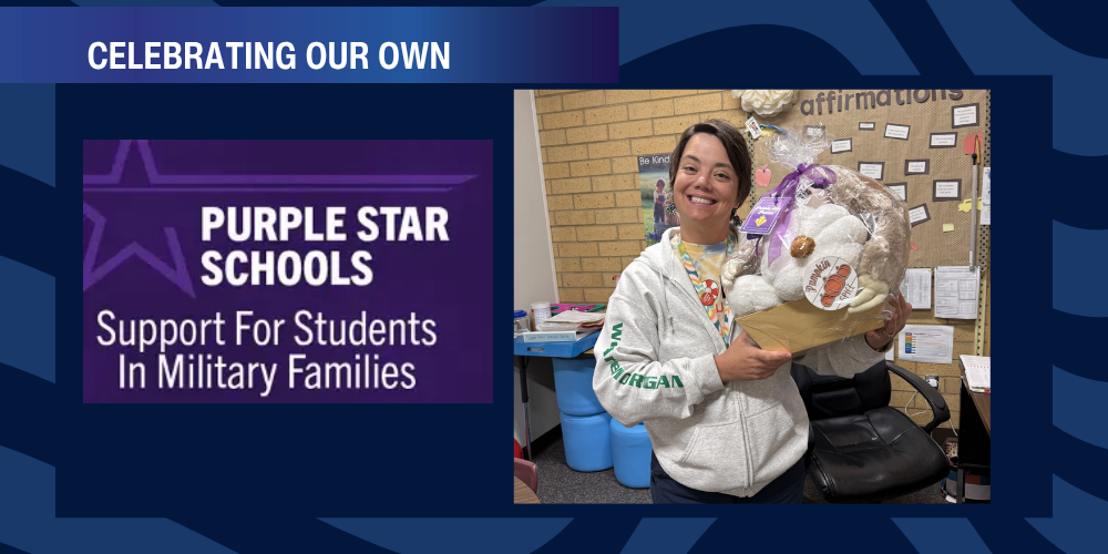 Mrs. Brewster recognized for her support of Military Families and helping to make Morgan Elementary a Purple Star School.