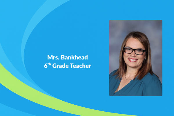 Mrs. Bankhead 6th grade teacher photo of women with brown hair and teal shirt