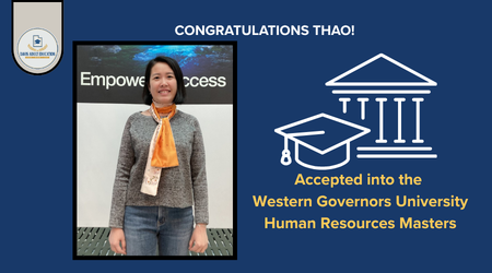 Thao Hoang who got accepted into the HR Master's program at WGU!