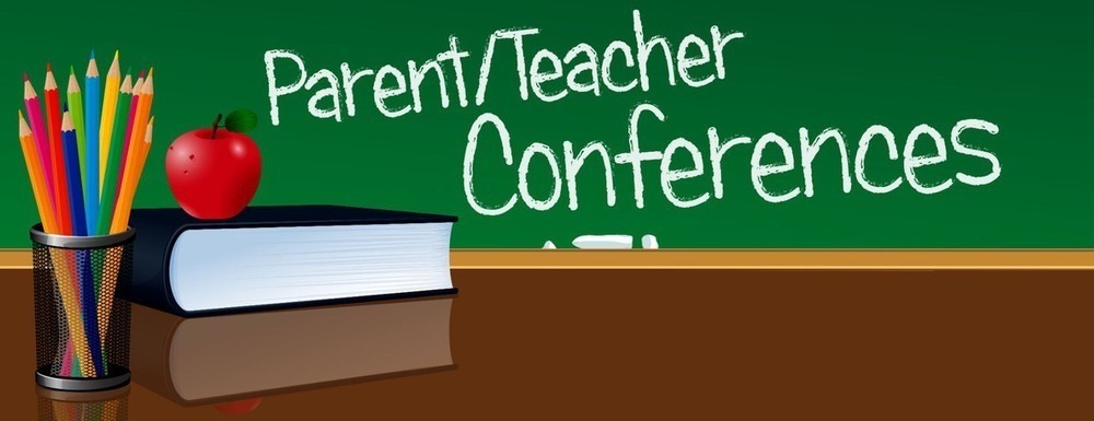 parent teacher conferences with book, pencils and an apple