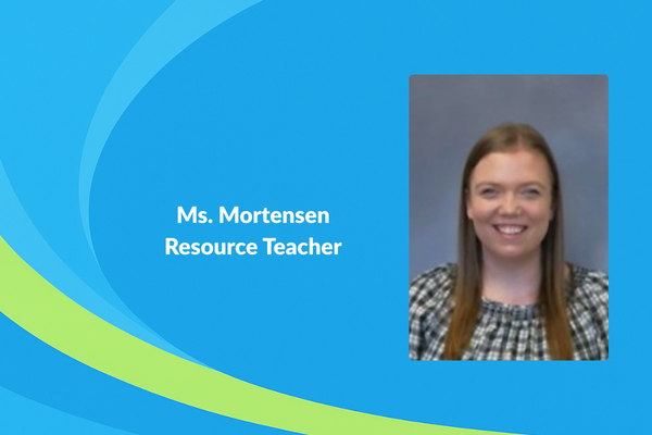 Ms. Mortensen resouce teacher picture of women with long brown hair smiling