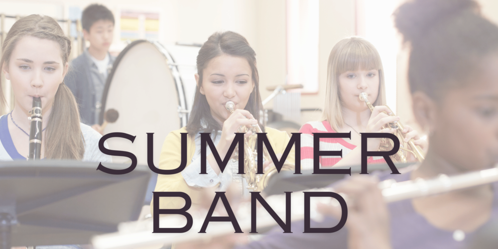 Summer band with students playing instruments