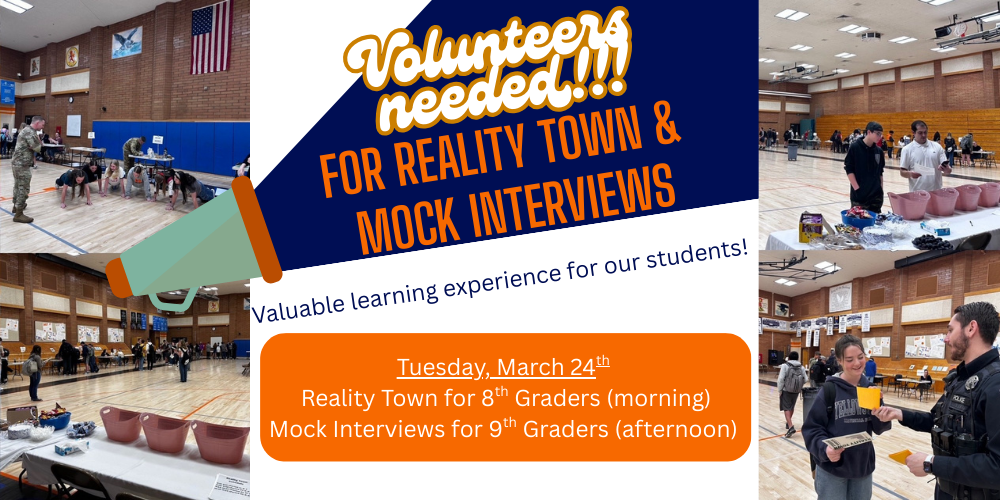 volunteers needed for Reality Town & Mock Interviews