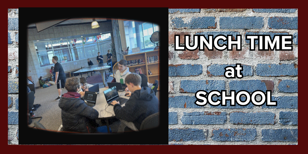 Students playing on computers or pingpong in the library