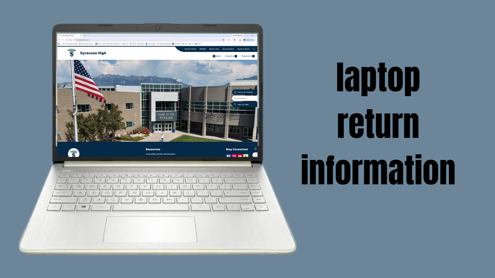 laptop with school website page