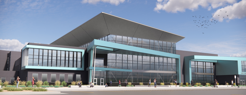 Rendering image of new school front