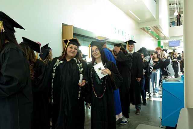 Lines up ready for adult high school graduation
