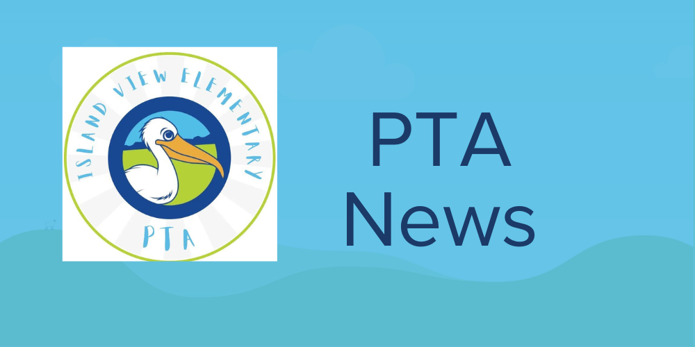 Island View Elementary PTA logo with pelican in the middle