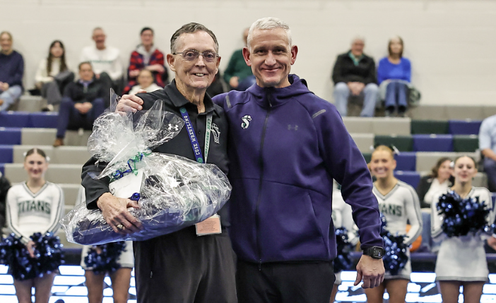 Pat Havens recognized at basketball game