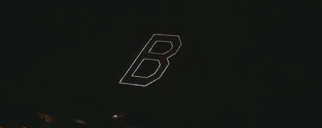 Bountiful B surrounded by white lights on the hill.