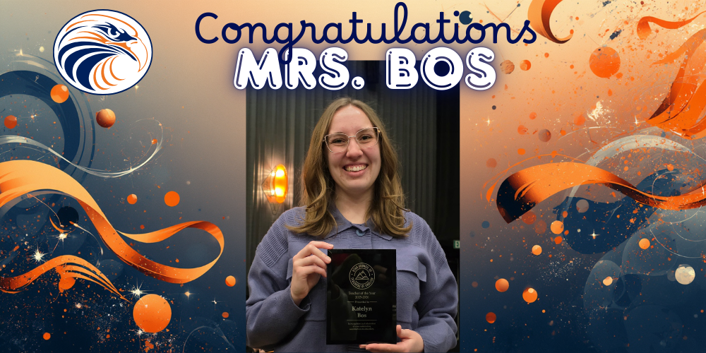 Mrs. Bos was awarded the Teacher of the Year Award by the Utah Counsel of Teachers of English 